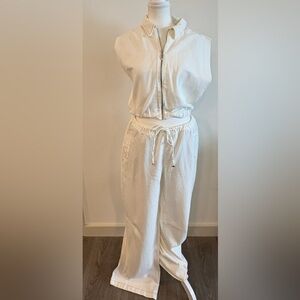 Zara Sleeveless Zip Cream Pants set